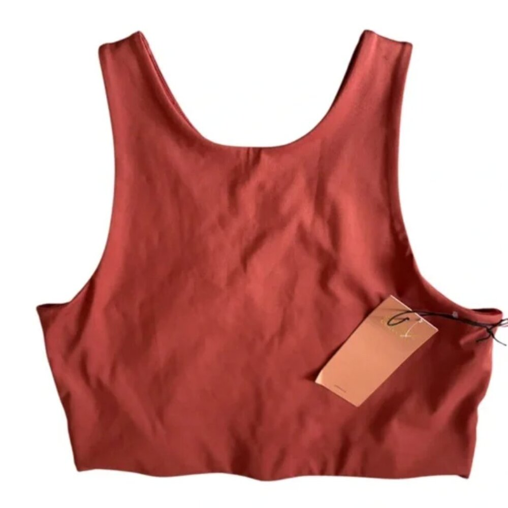 GIRLFRIEND COLLECTIVE- Dylan Tank Bra -Rust Red Sleeveless Crop Top XXL💪🏻❤️✨